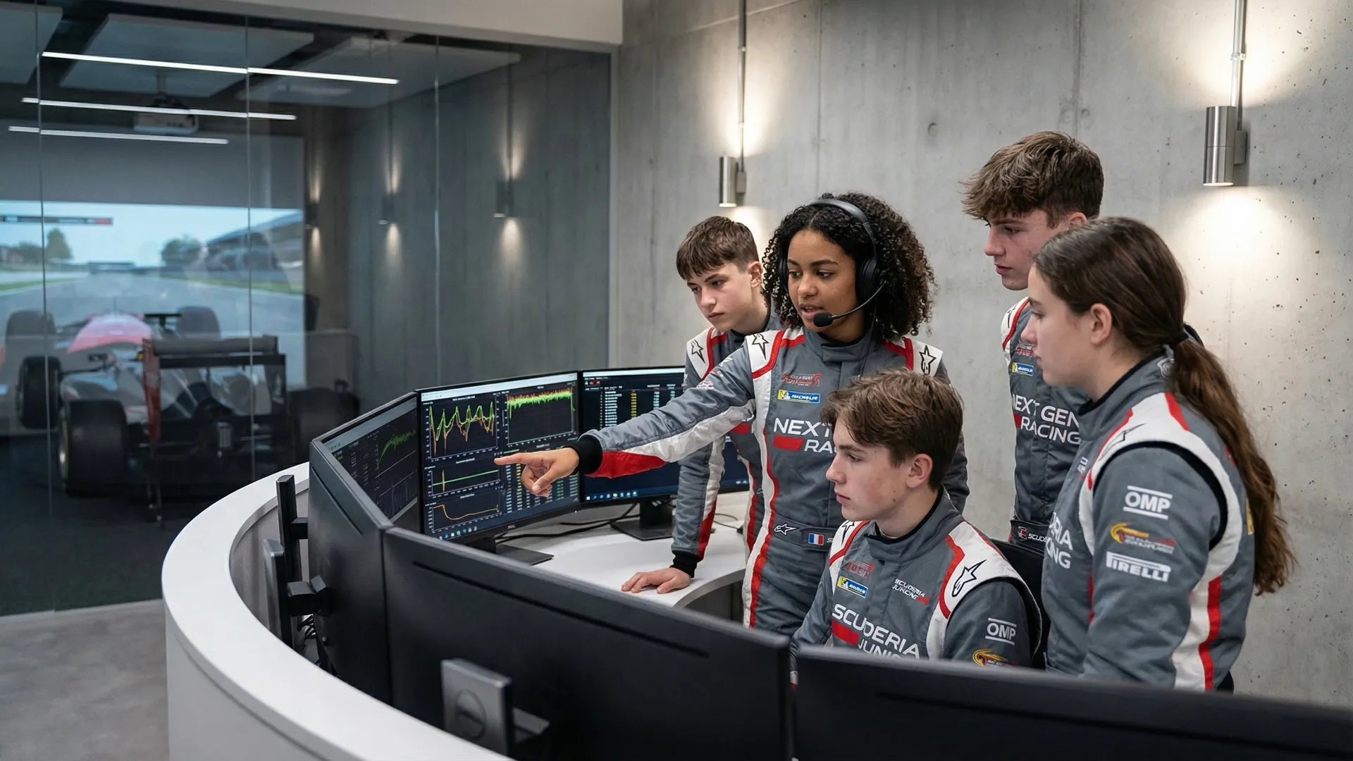 F1 Junior Driver Academy mit Jugendlichen an Simulatoren